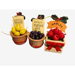 Vintage Christmas  Ornament Mini Fruit Basket Set